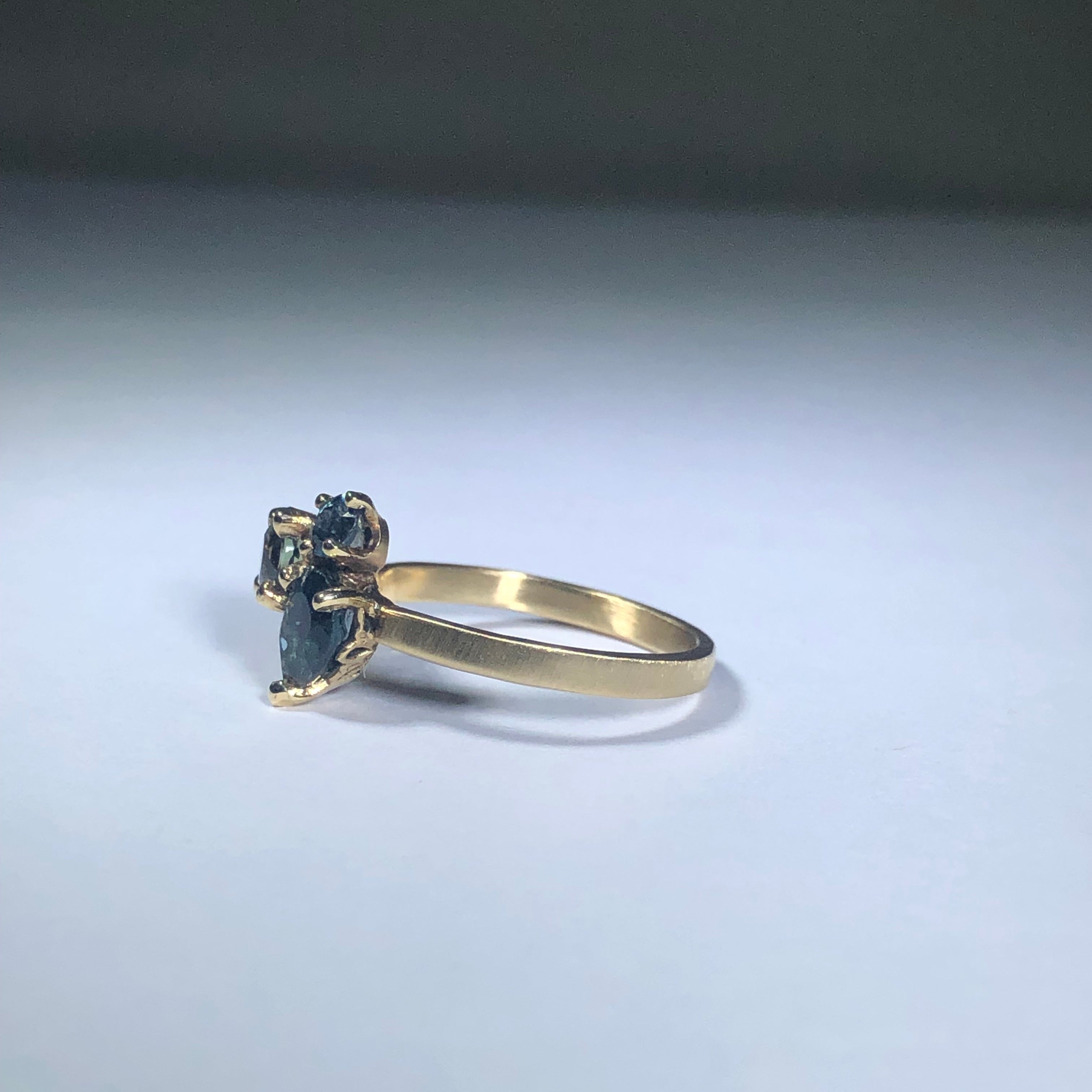 Asymmetrical Sapphire Cluster Ring