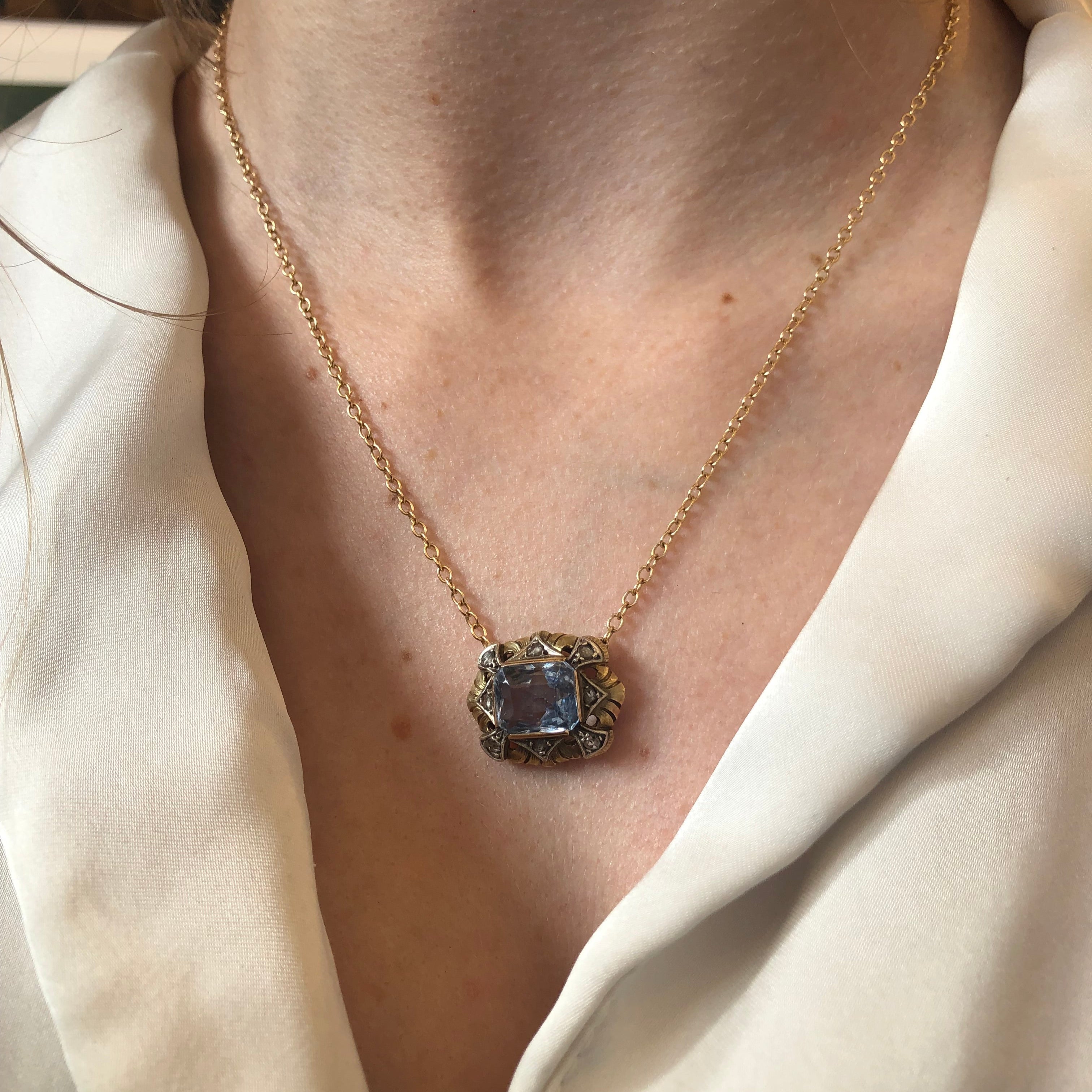 Rare Victorian 14k Diamond Spinel Necklace