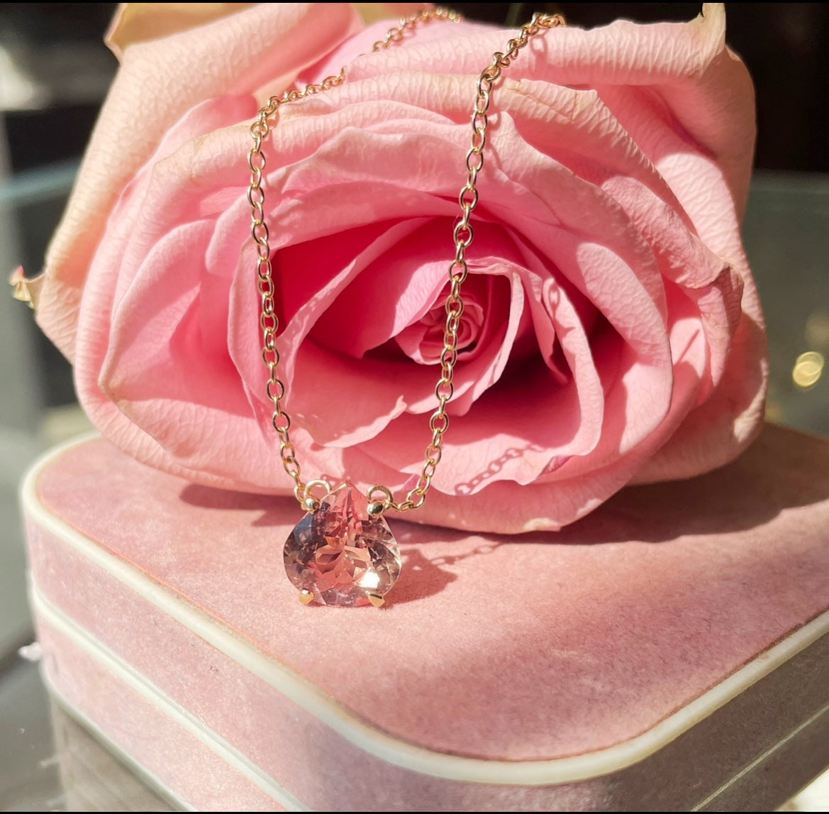 14k Peach Sapphire Necklace