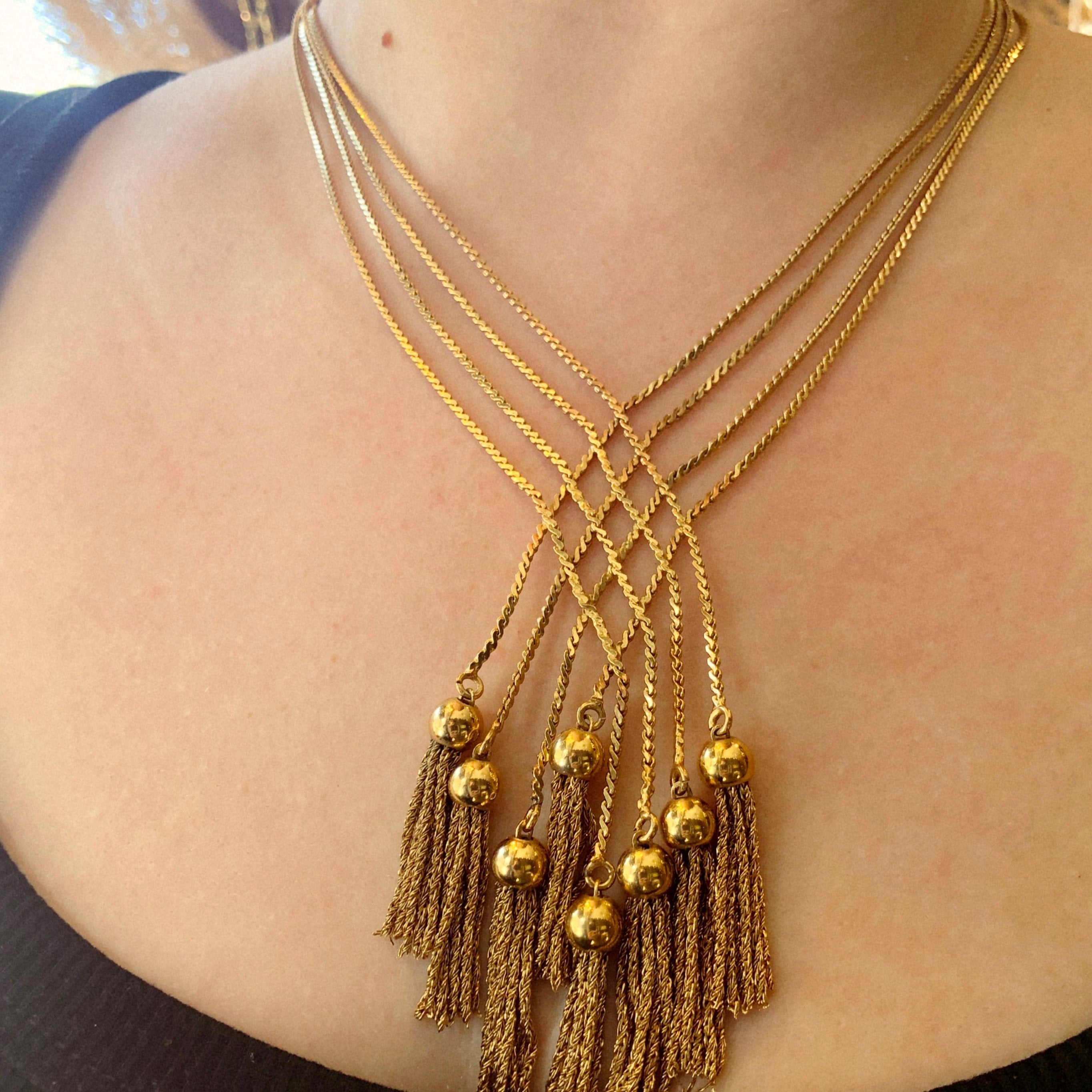 Vintage Gold Flowy Statement Necklace