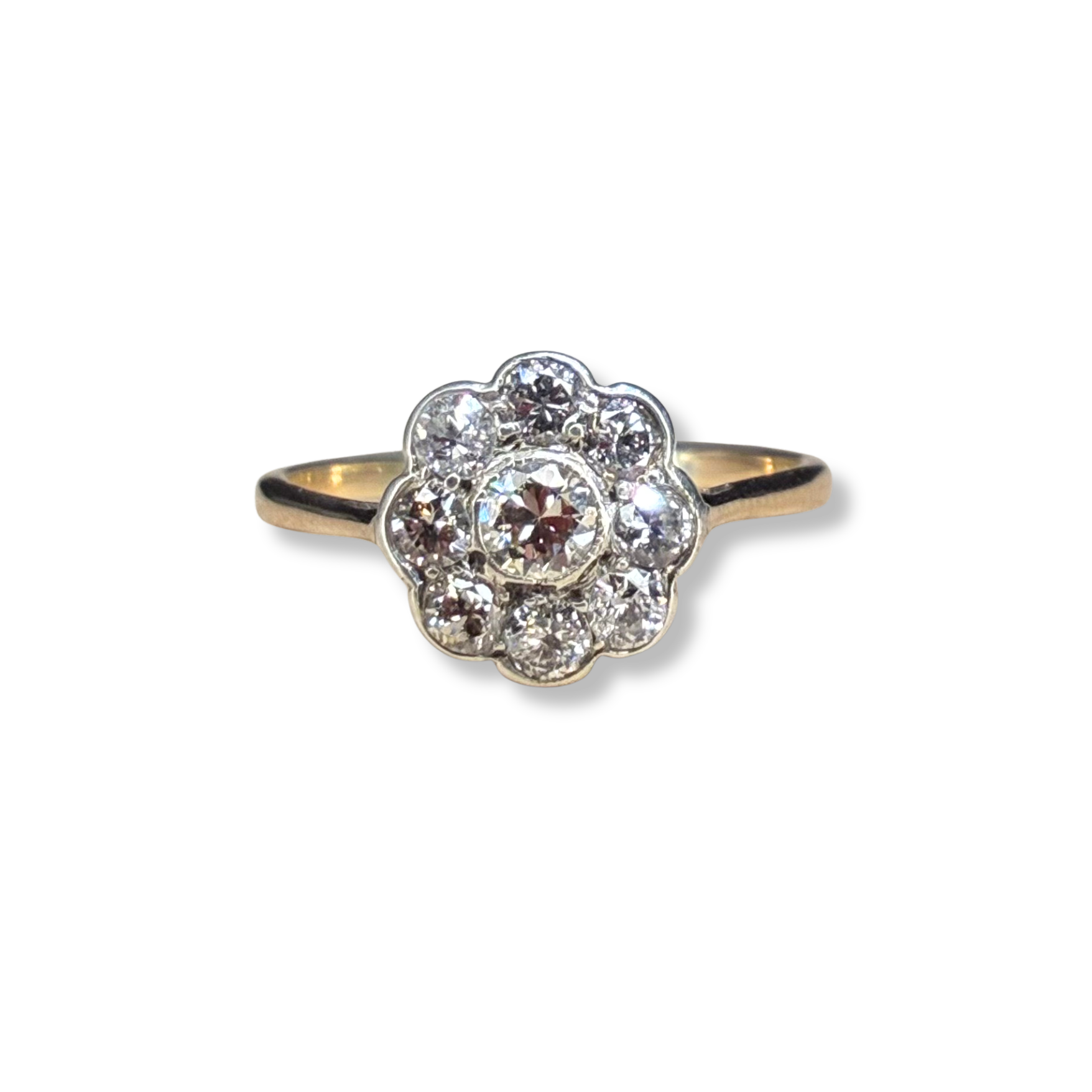 Rare Antique Edwardian Diamond Cluster Ring