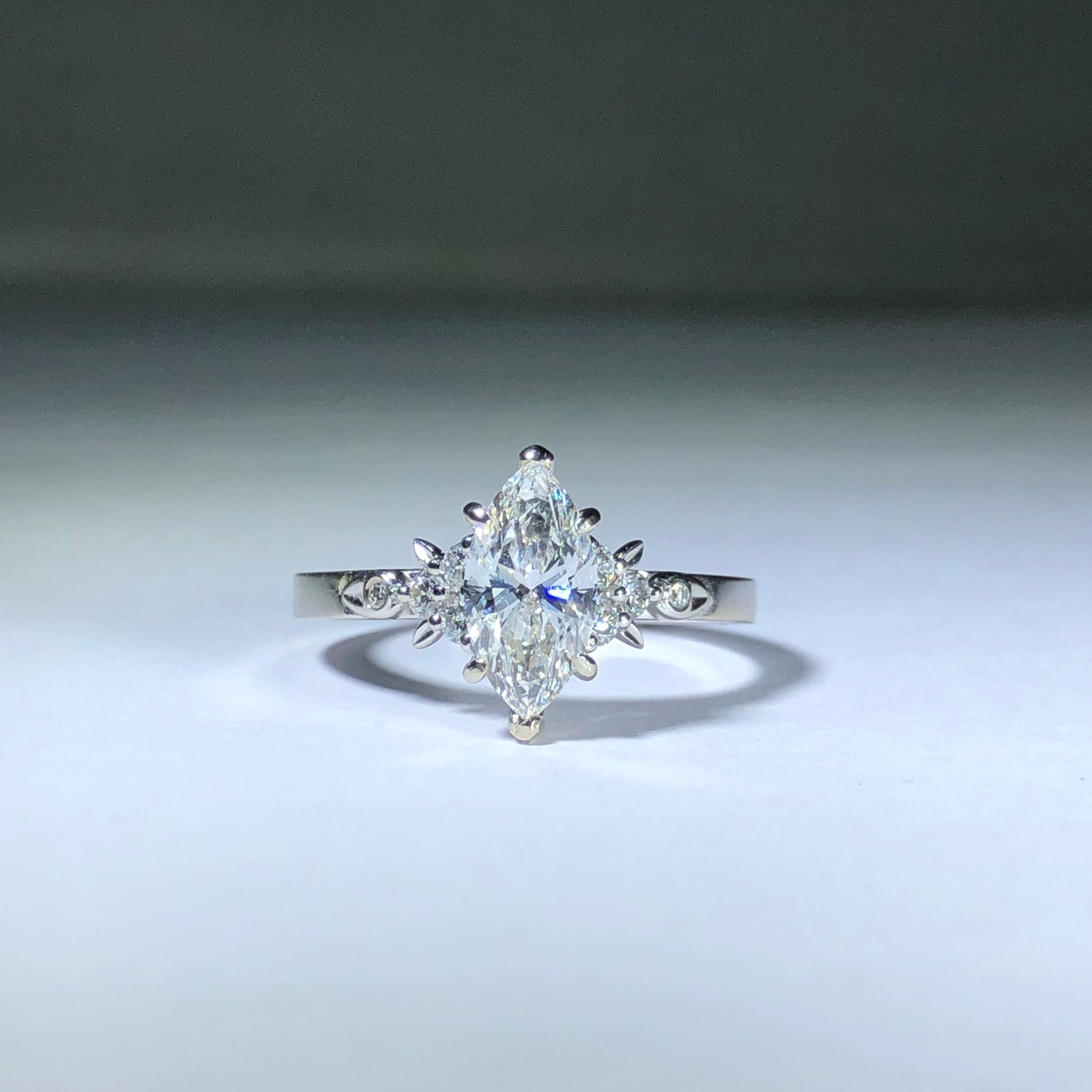 The Leafy Accented Marquise Ring