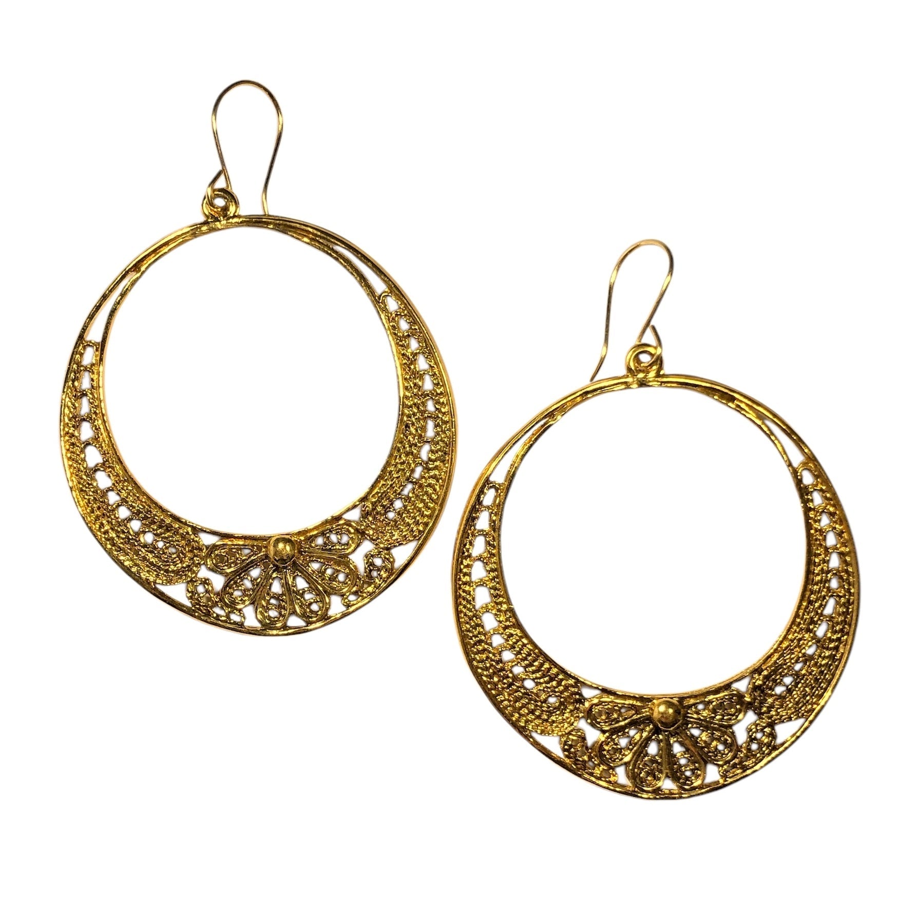 Vintage Cannetille Flower Hoops