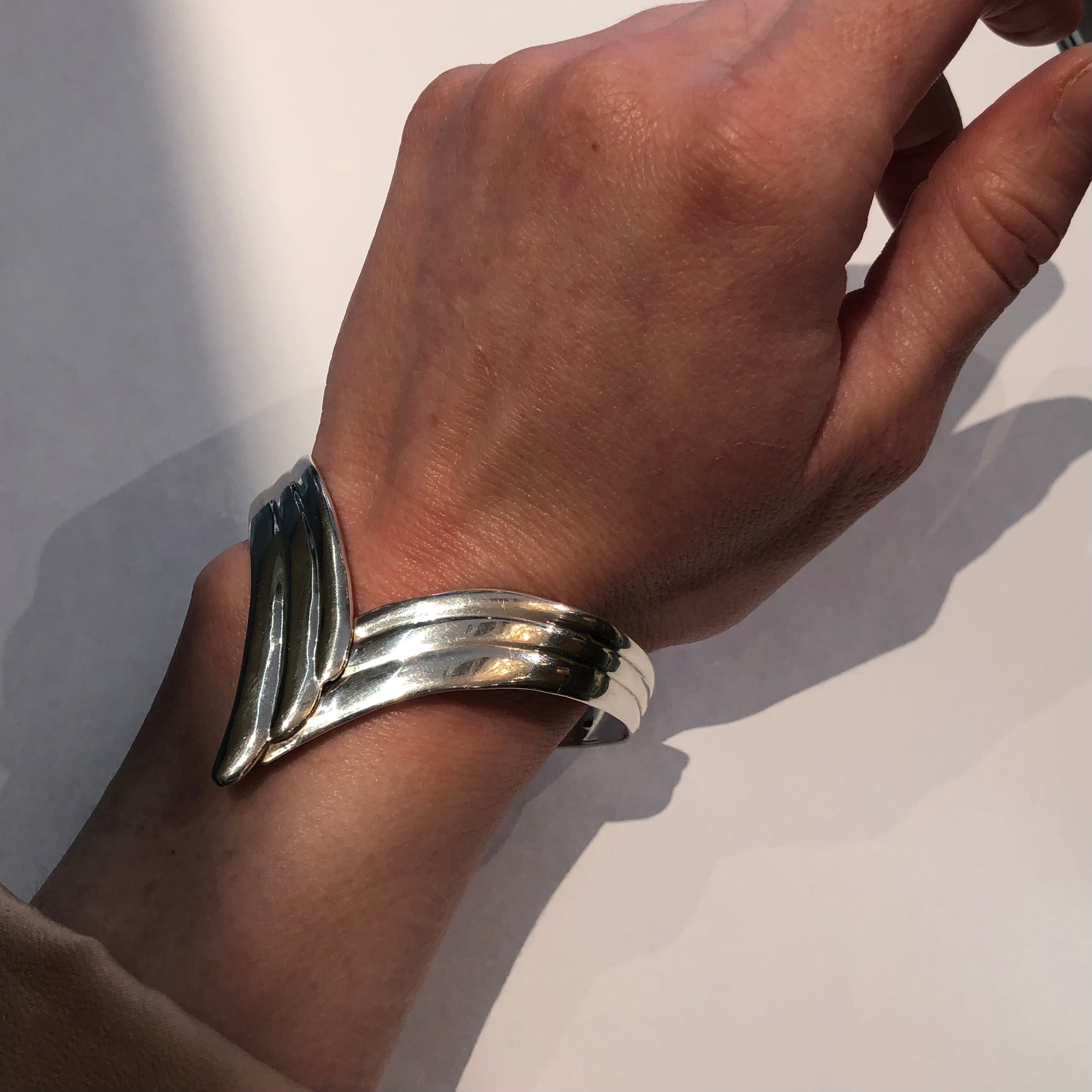 Vintage Chevron Heavy Sterling Cuff