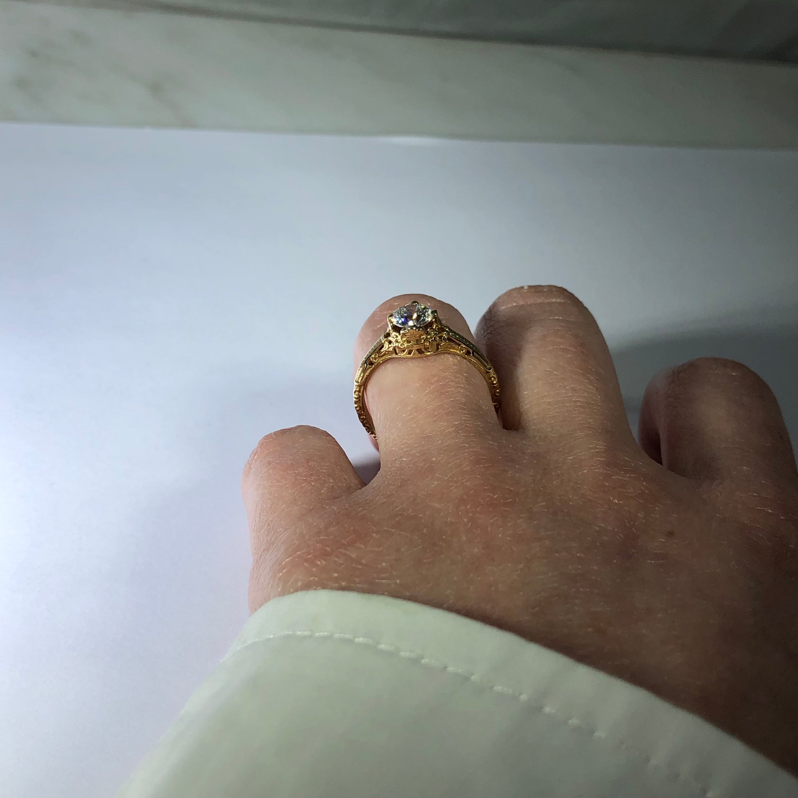 The Filigree Engagement Ring with Lab Created Diamond