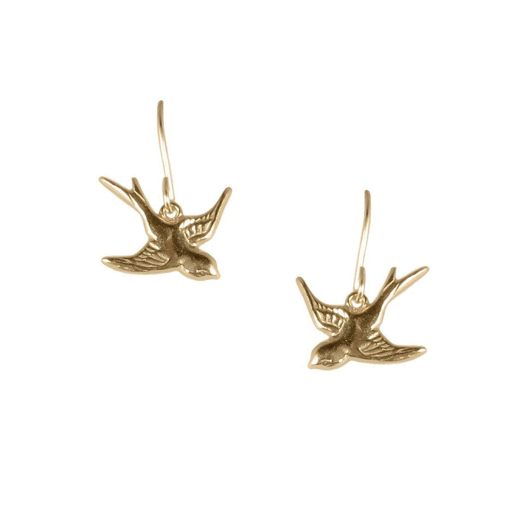 Small Swallow Earrings Gold Vermeil