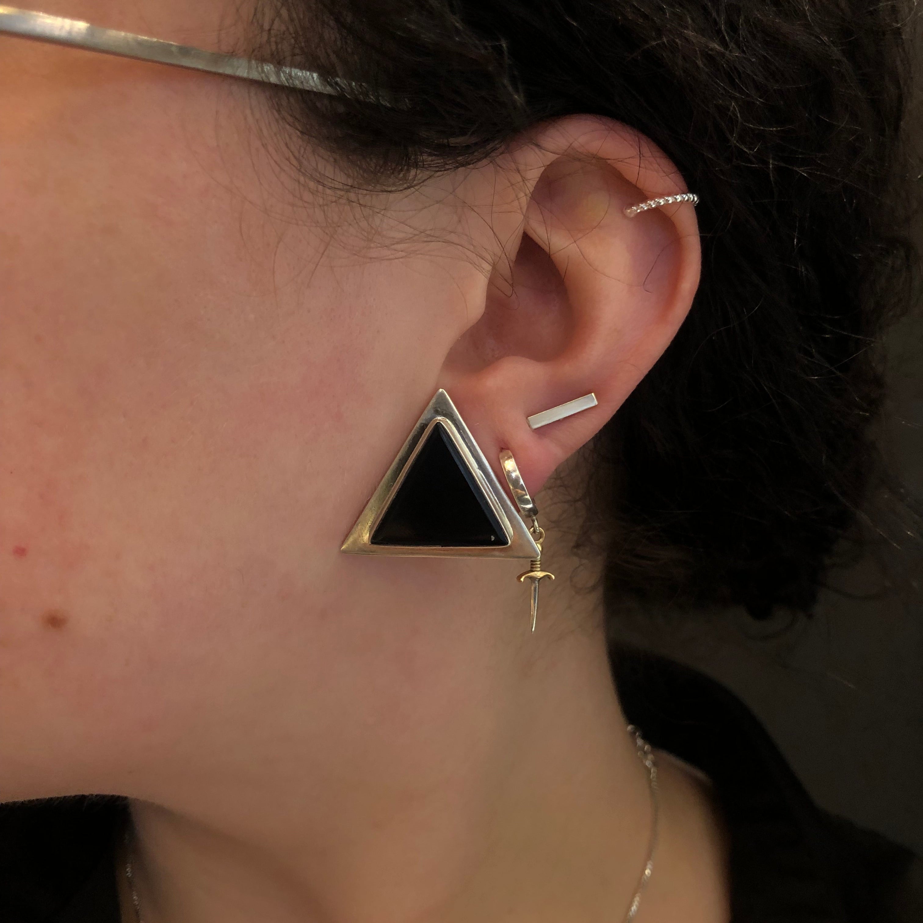 Vintage Statement Onyx Geometric Studs