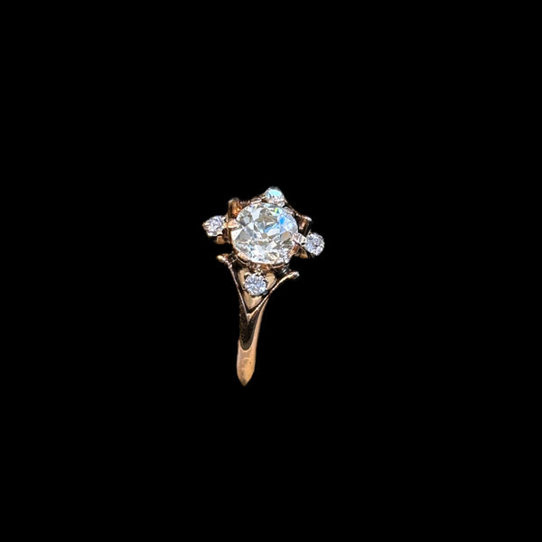 Victorian Accented Diamond Solitaire Compass-Style Ring
