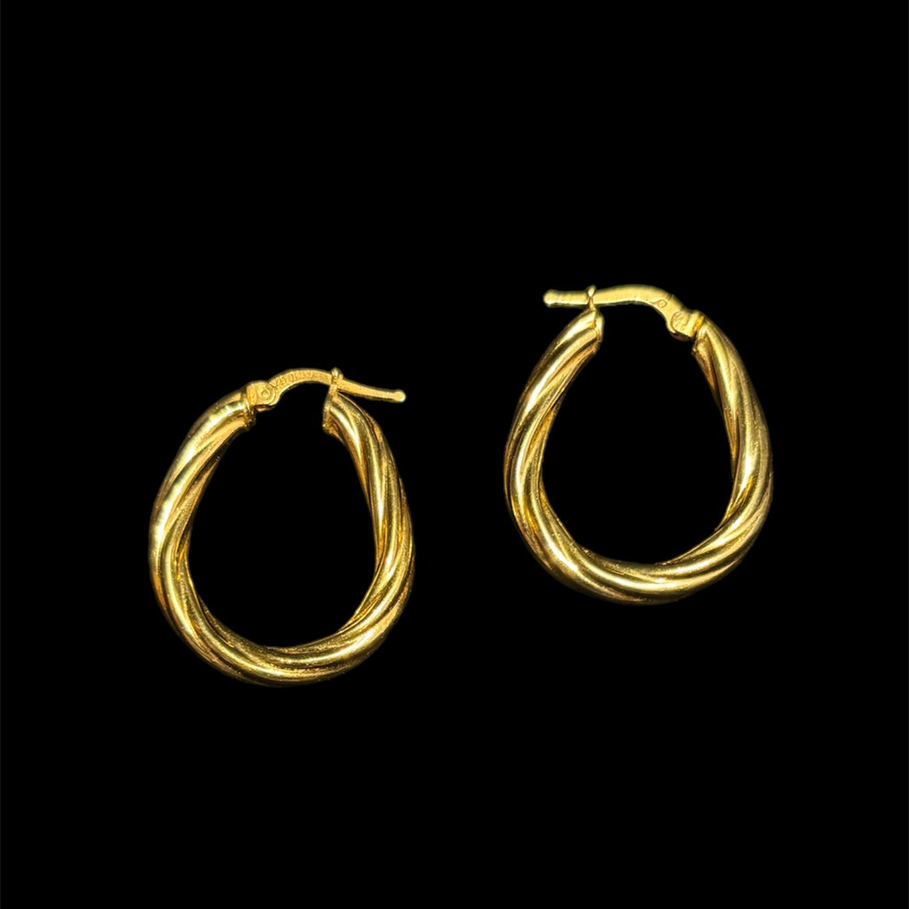 Vintage Gold Fill Oval Twist Hoops