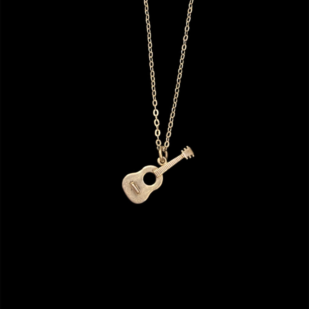 Vintage Sterling Guitar Pendant Necklace