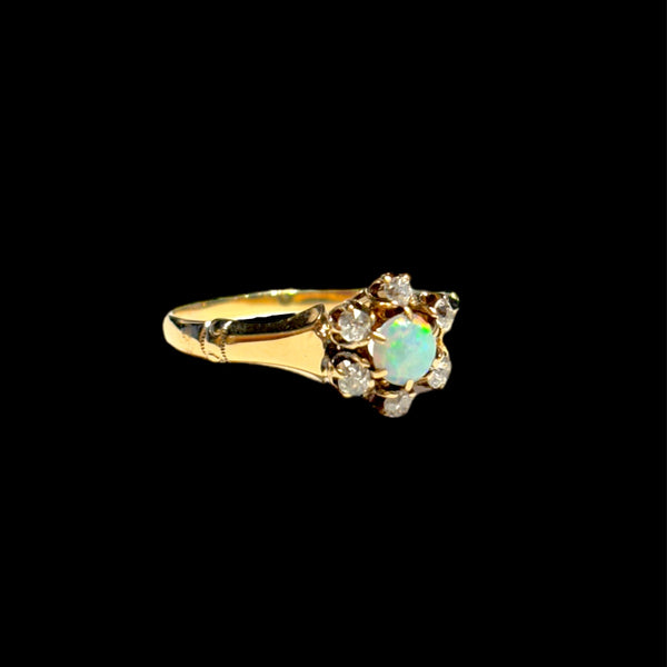 Victorian Opal and Diamond Halo Ring