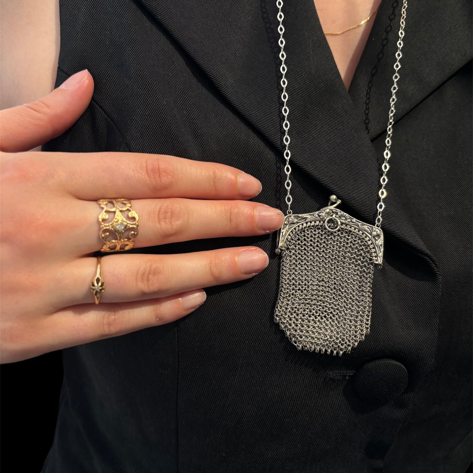 Vintage Silver Coin Mesh Purse