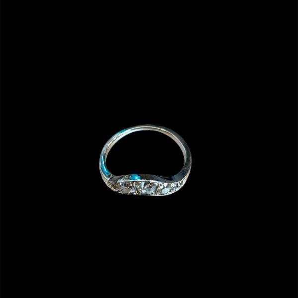 Very Rare Edwardian 18k Gold Diamond Contour Wedding Ring