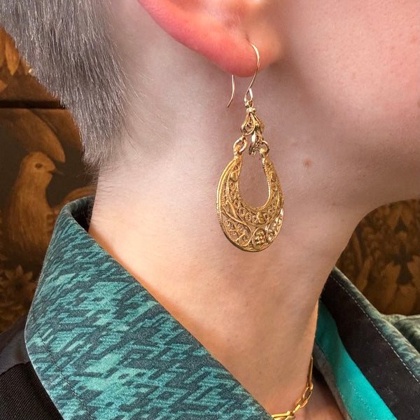 Antique Vermeil Filligree Dangle Earrings