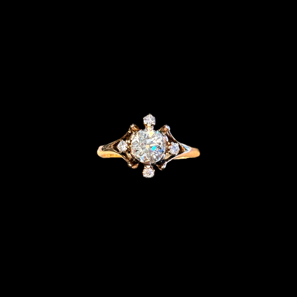 Victorian Accented Diamond Solitaire Compass-Style Ring