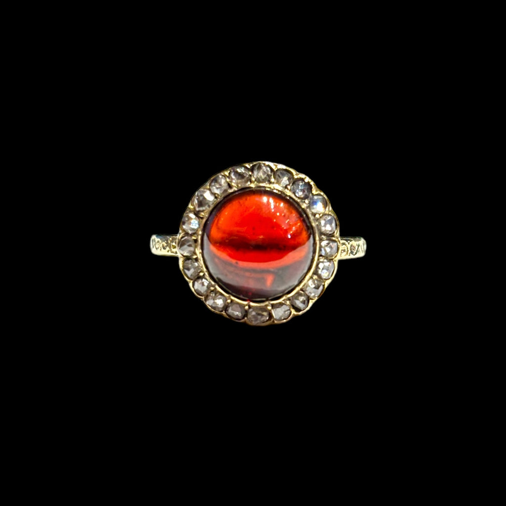 14k Victorian Garnet Halo Ring