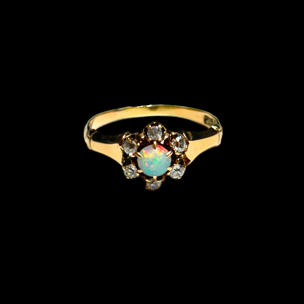 Victorian Opal and Diamond Halo Ring