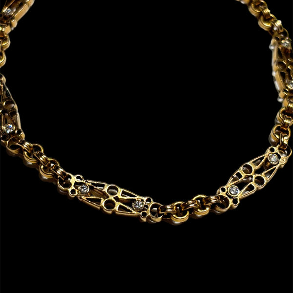 14k and 18k Gold and Diamond Victorian Bracelet