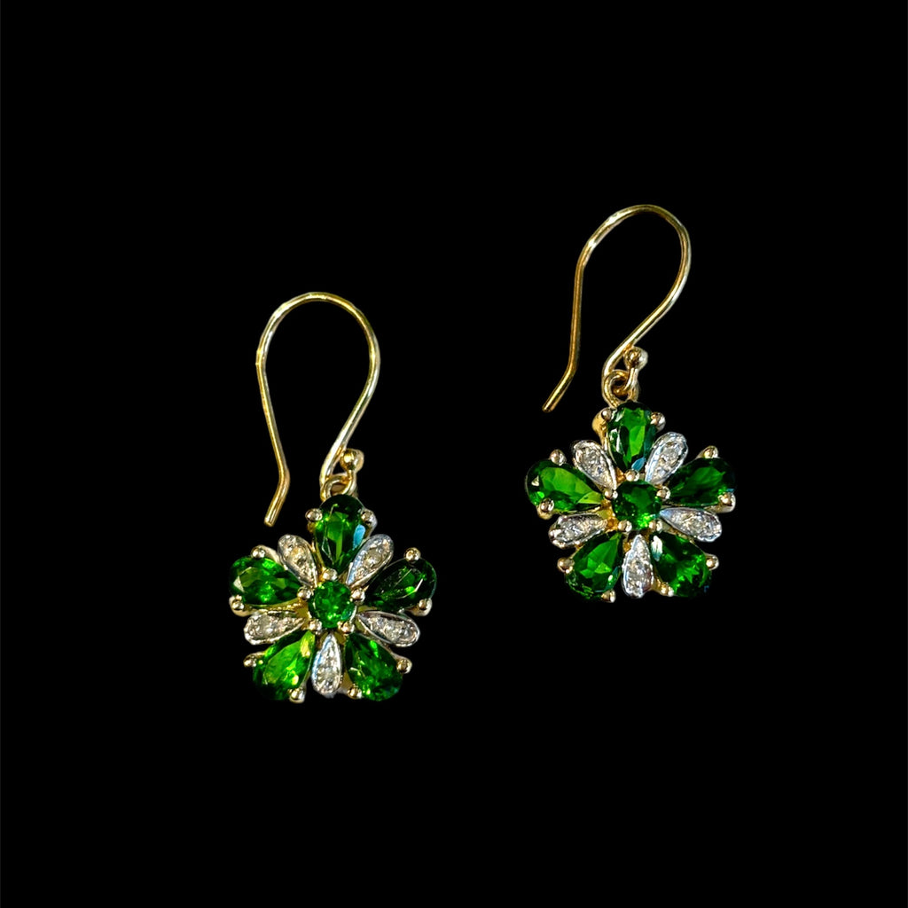 Vintage Green Garnet and Diamond Earrings