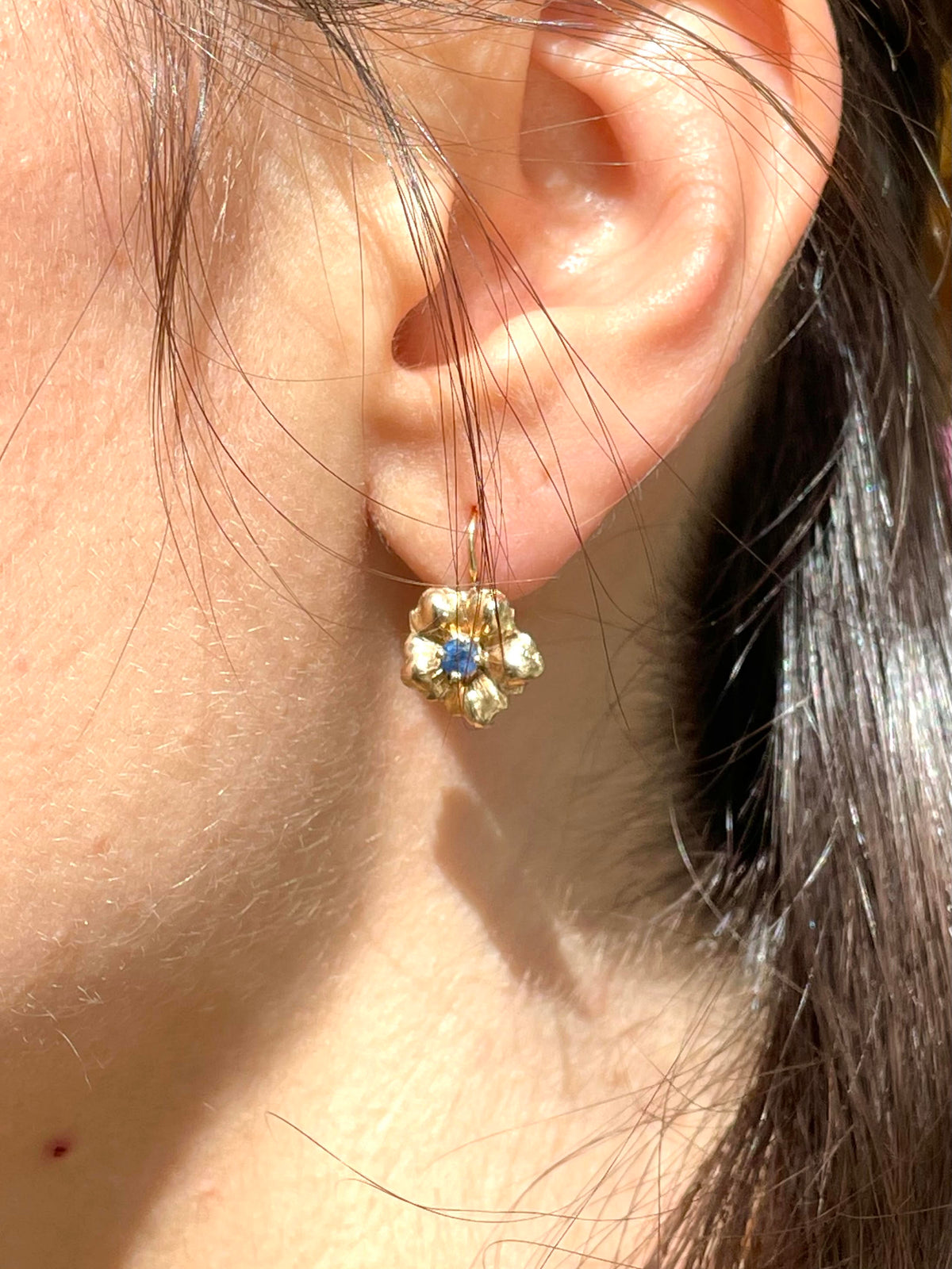 Antique Sapphire Flower Earrings