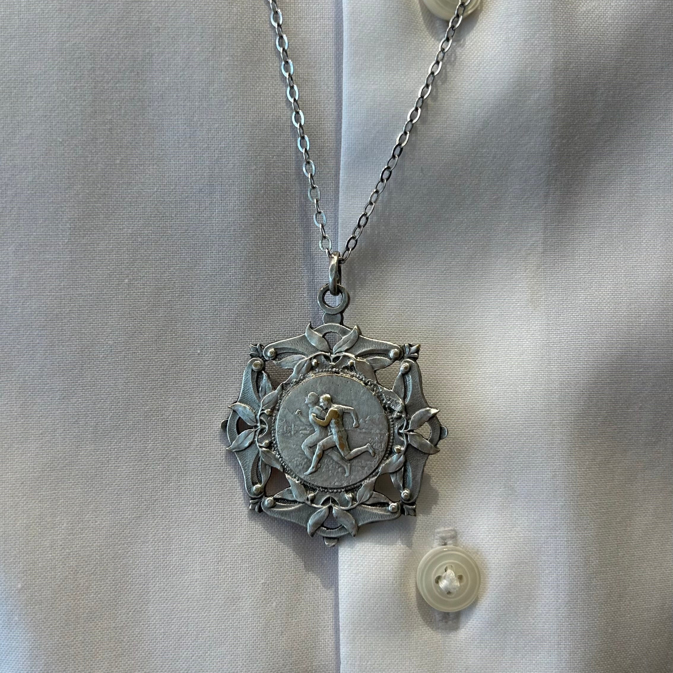 40% Off! Antique French Sterling Silver Running Medal