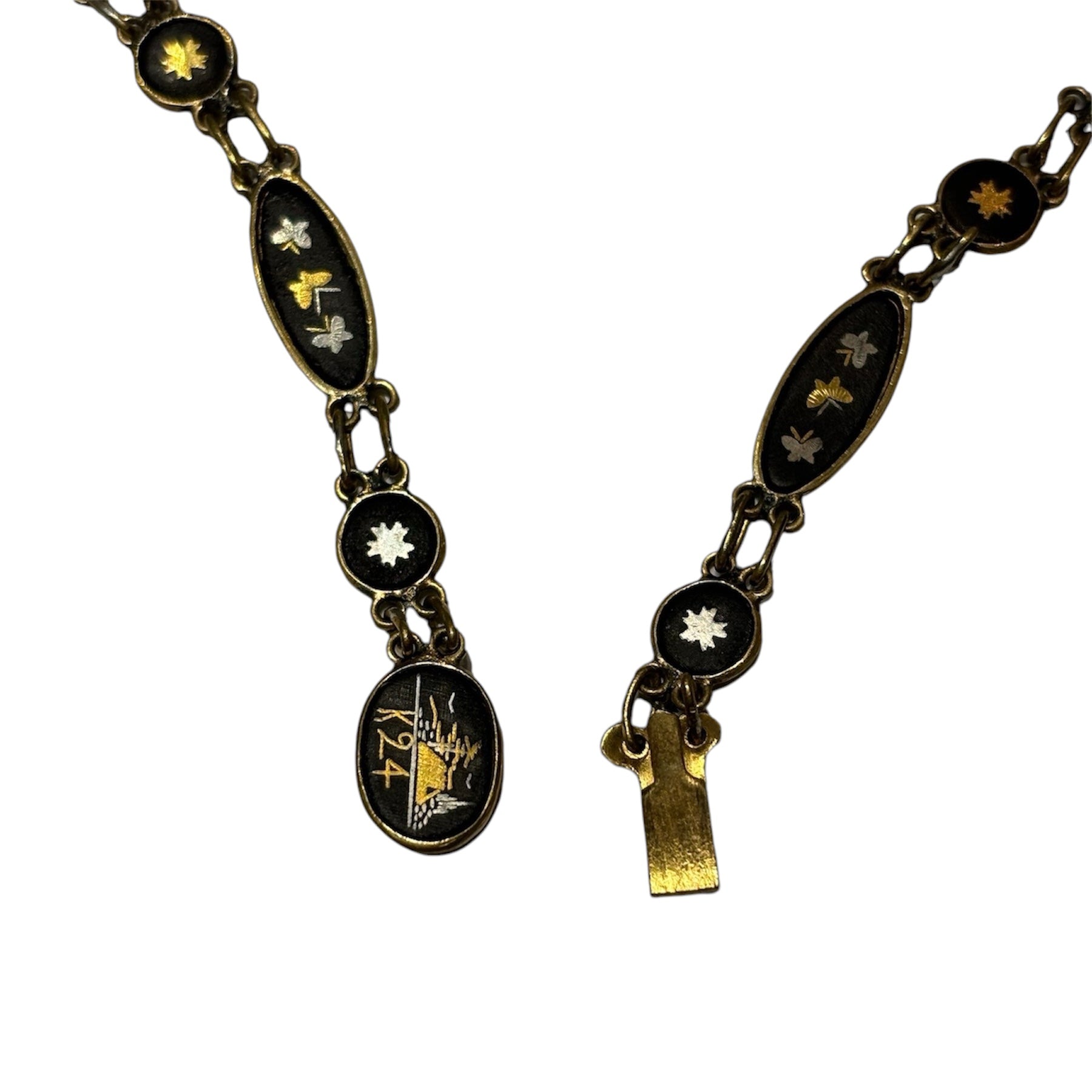 Rare Antique Damascene Necklace and Earring Set