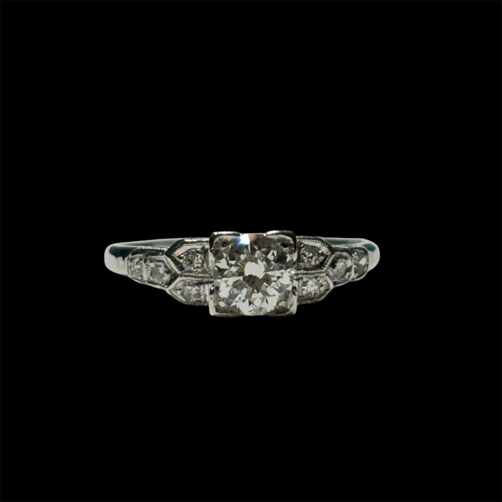 Rare Art Deco Platinum Illusion-Set Engagement Ring