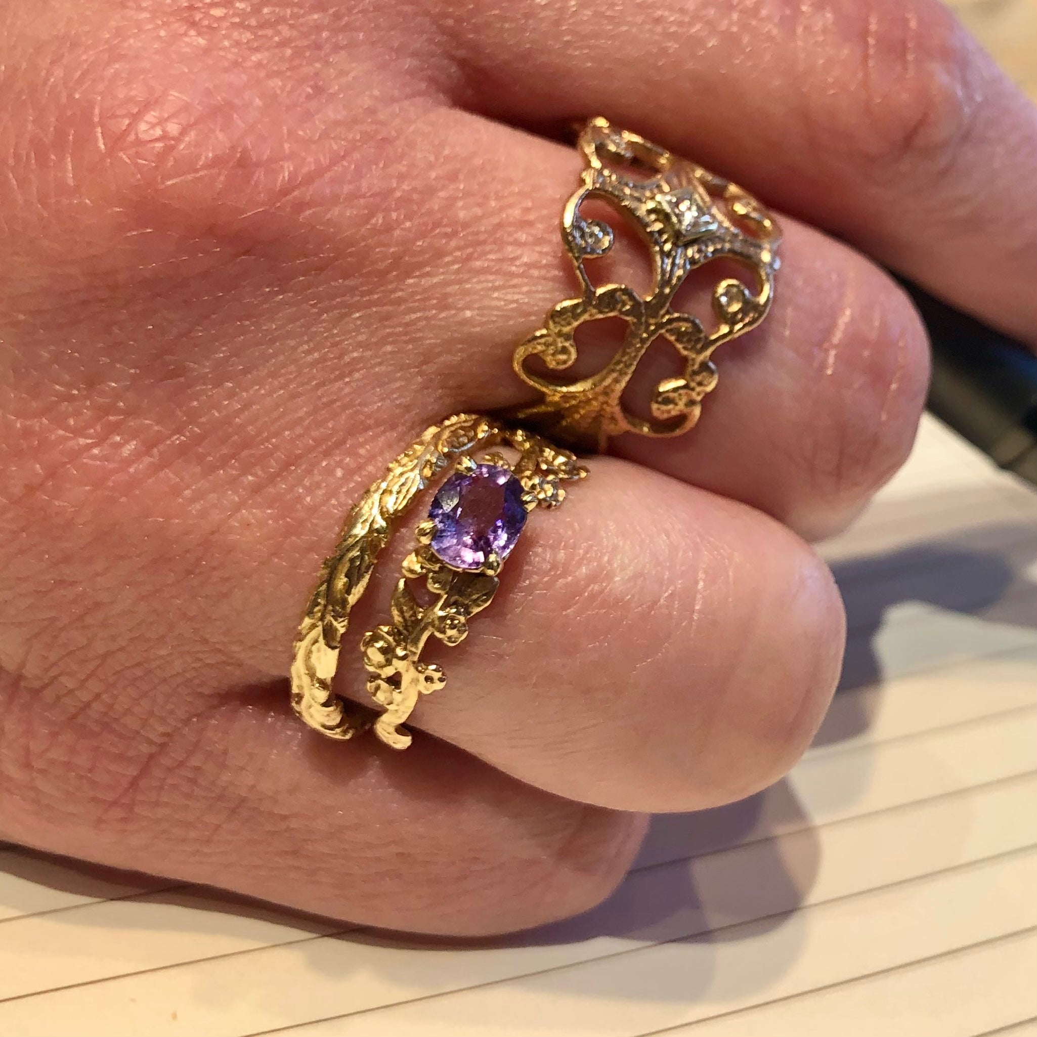 アクセサリー VAINON Gracked Ring Surf Link Ring, Gold, Diamonds, Wide|RGGX90107722DI – John Hardy