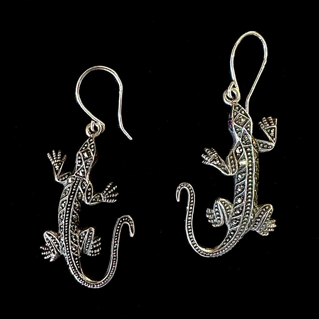 Vintage Sterling Silver Lizard Earrings