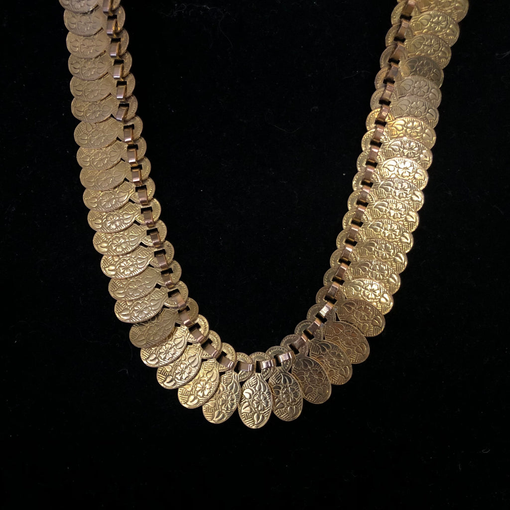 Antique 14k Gold-Fill Book Chain Statement Necklace