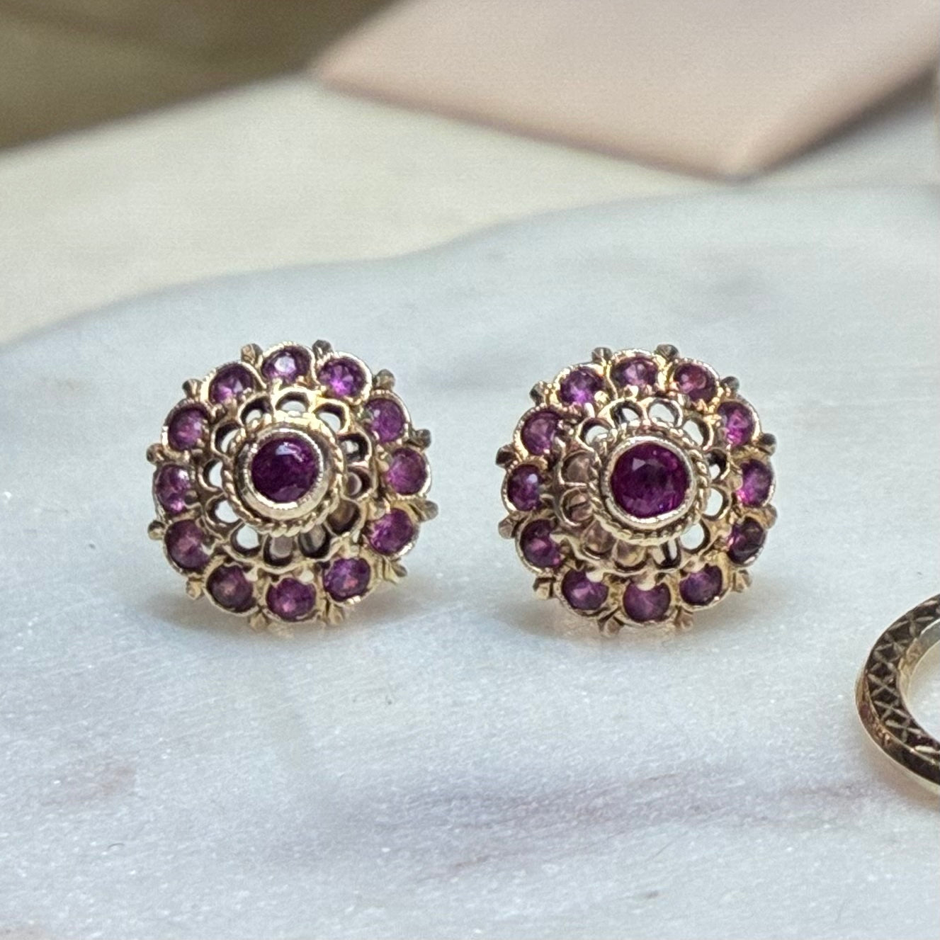 Antique Bohemian Garnet Studs