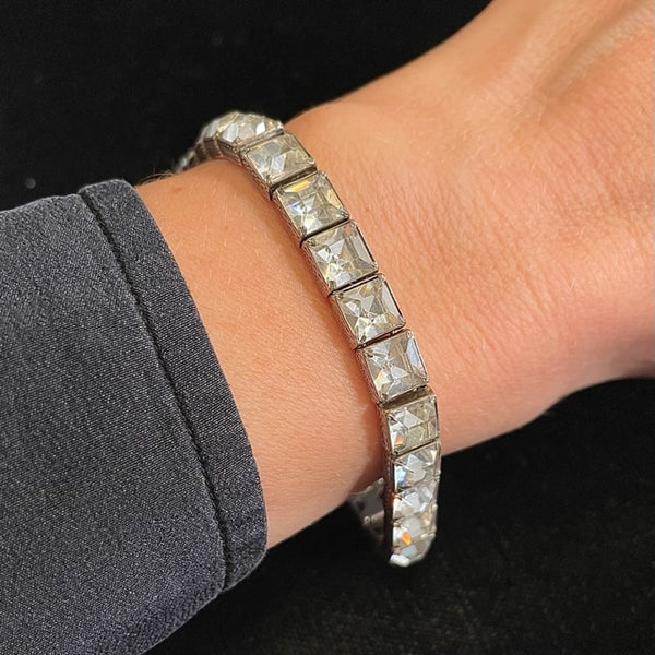 Art Deco Sterling Silver Crystal Bracelet