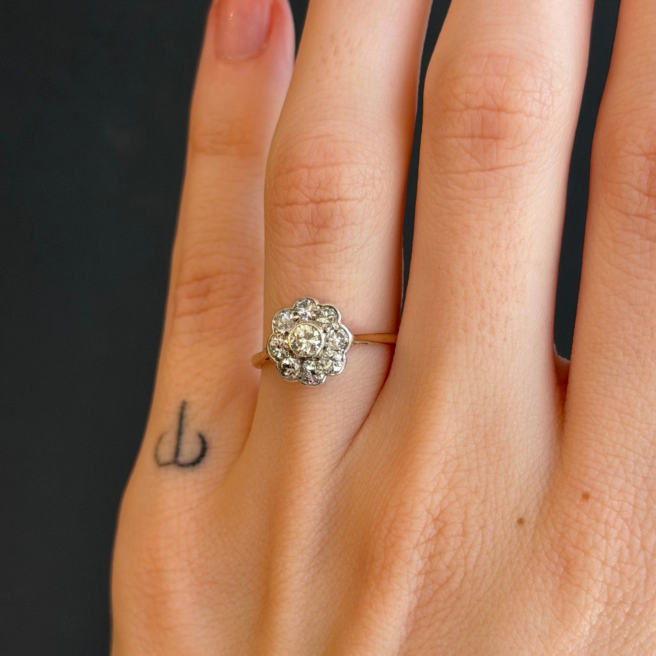 Rare Antique Edwardian Diamond Cluster Ring