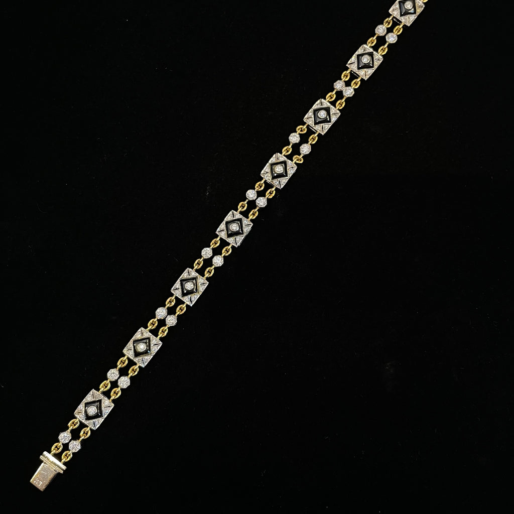 Art Deco Diamond & Onyx Tennis Bracelet