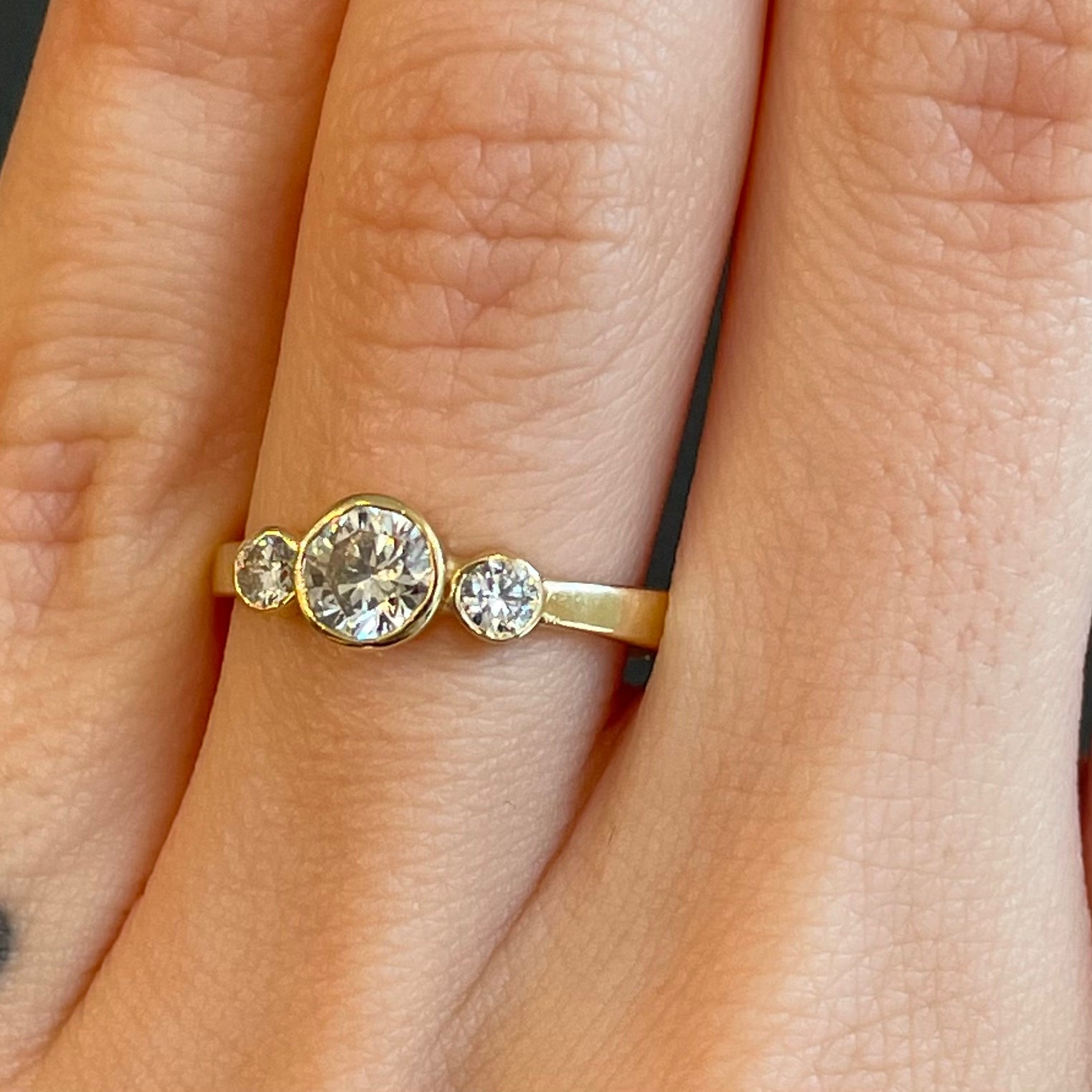 Bezel Trio Engagement Ring