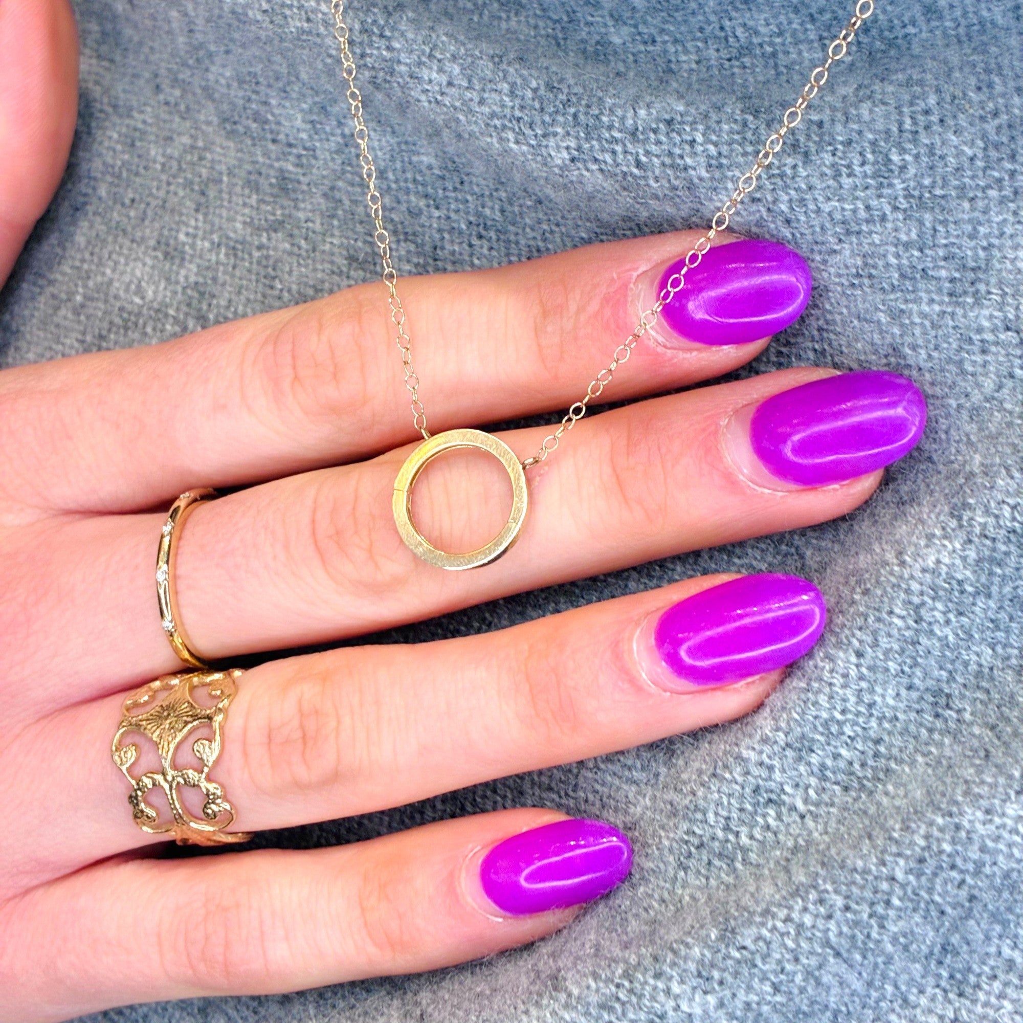 Circle Carabiner 14k Necklace