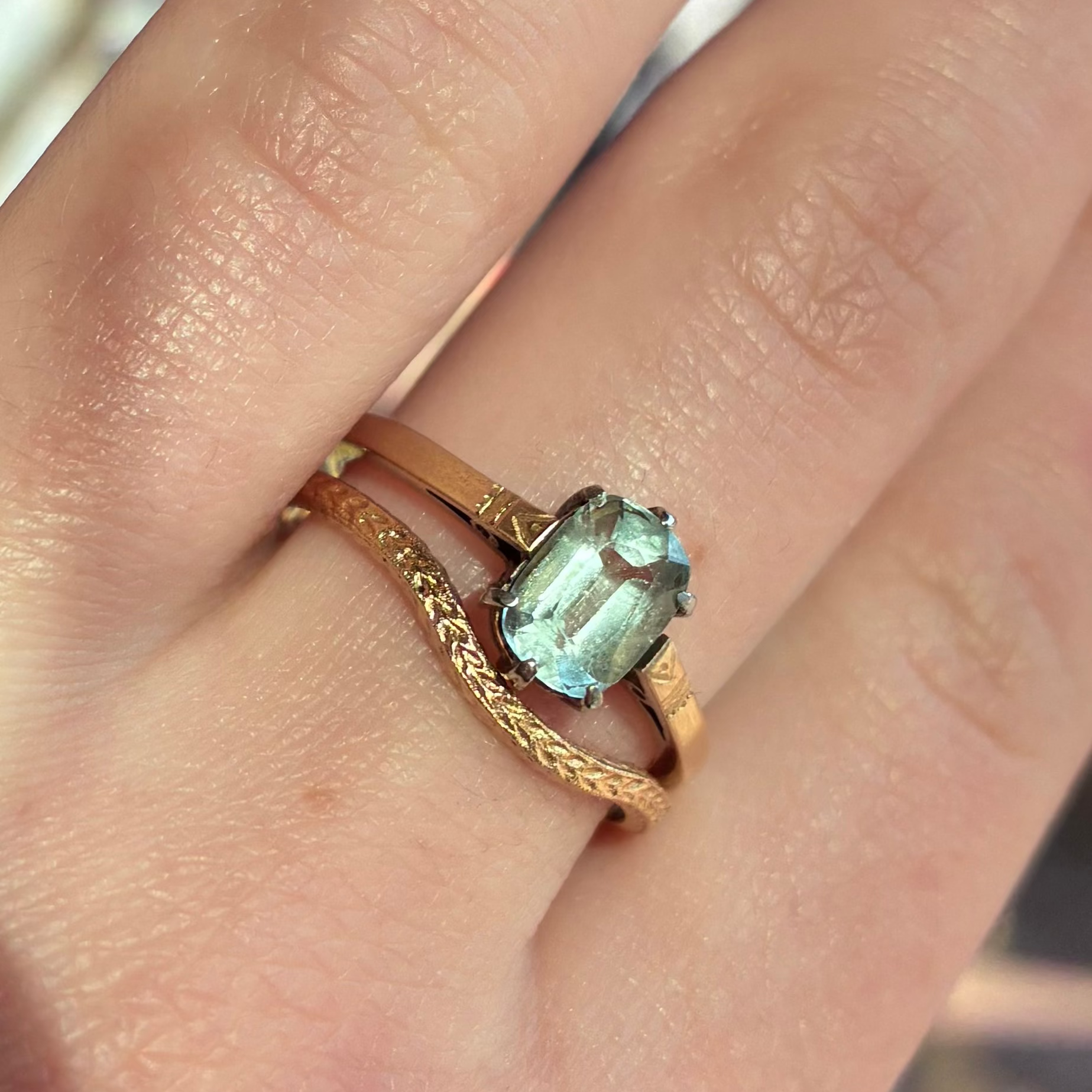 Art Deco Aquamarine Cushion Ring
