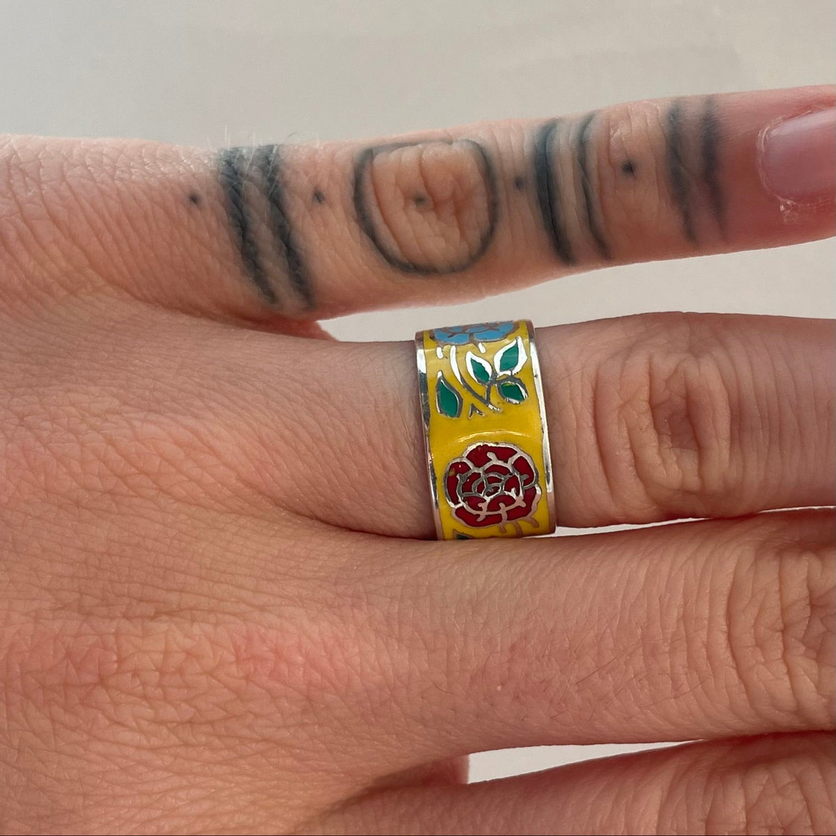 Vintage Enamel Rose Ring