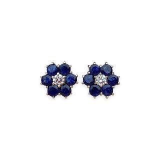 Vintage Sterling Silver Sapphire and Diamond Earrings