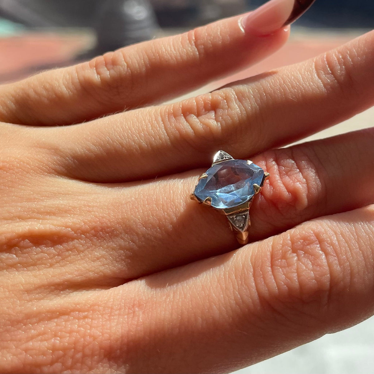 Spinel Navette Antique Ring