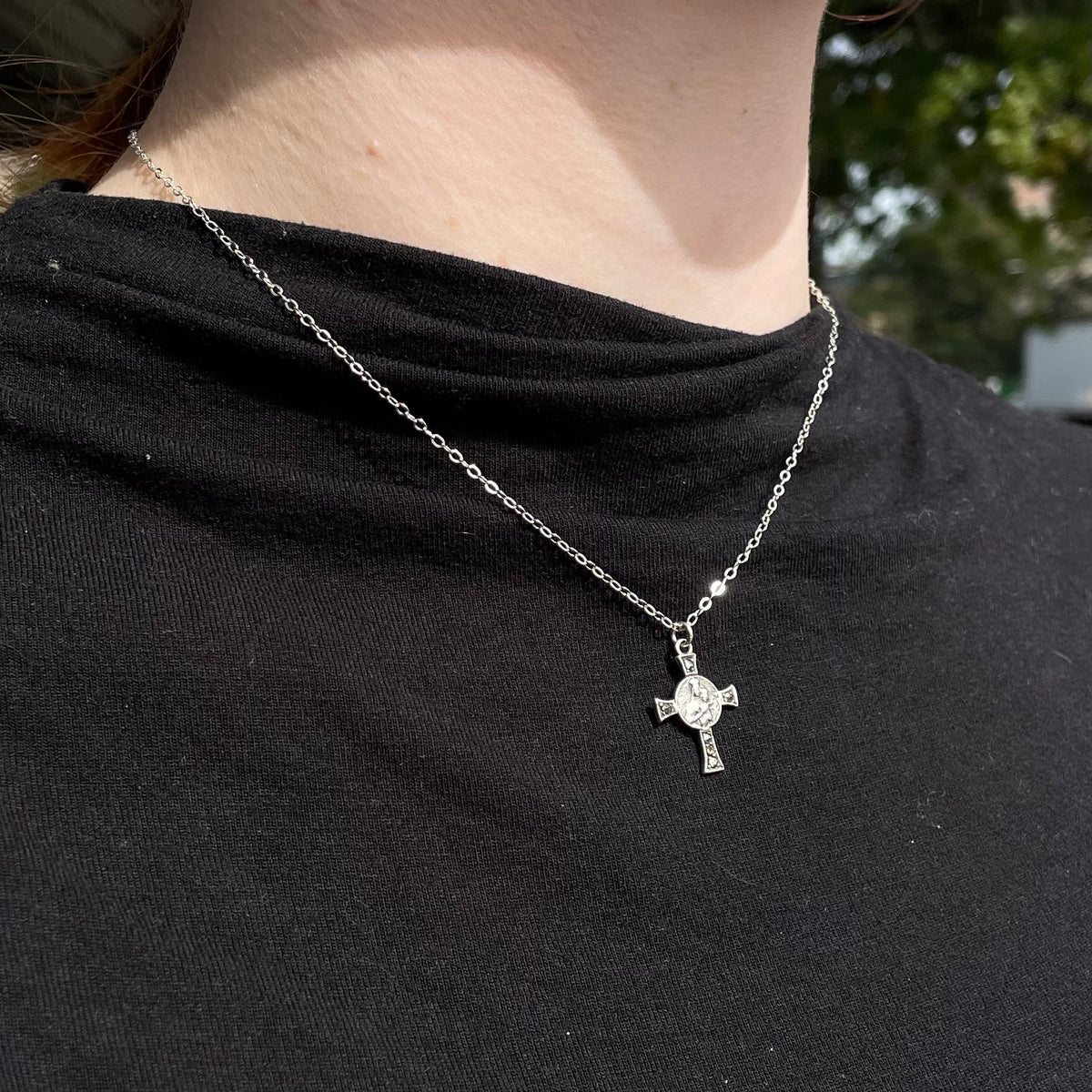 Antique Sterling Silver Cross Necklace