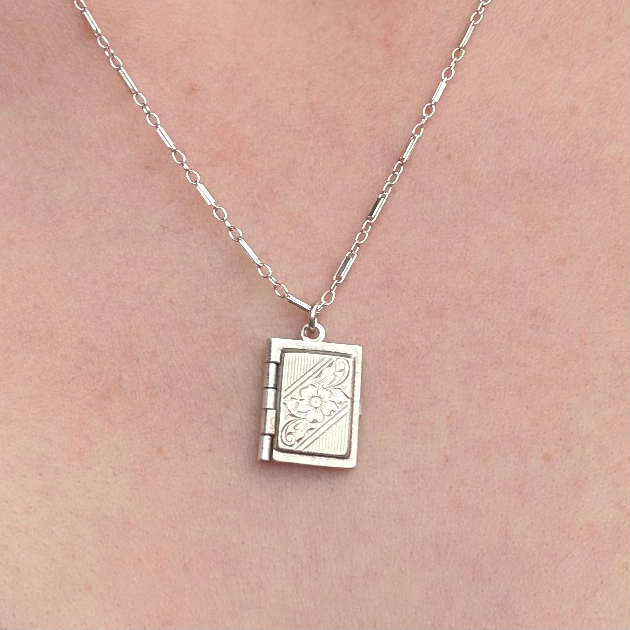 Vintage Victorian Revival Sterling Silver Book Locket