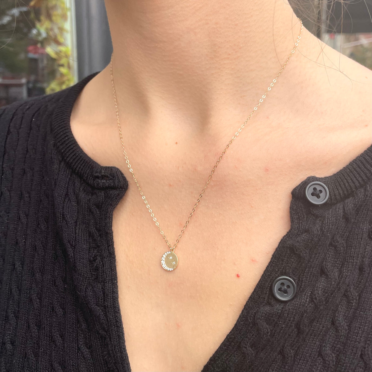 Crescent Moon Pavé Necklace