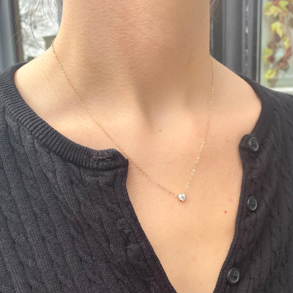 Bezel Set Diamond Solitaire Necklace