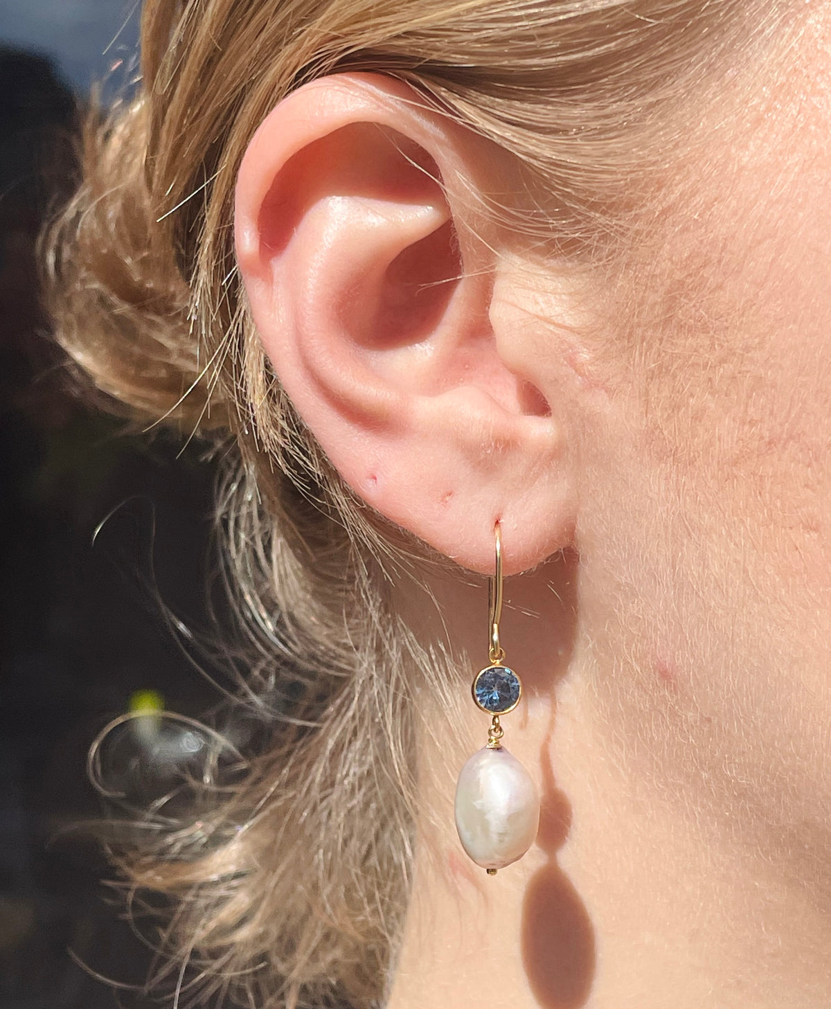 Baroque Pearl and Topaz Earrings