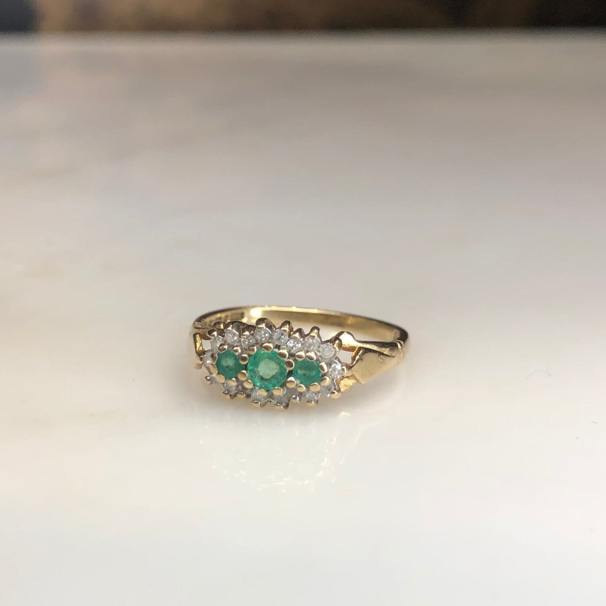 Vintage Emerald and Diamond Trio Ring