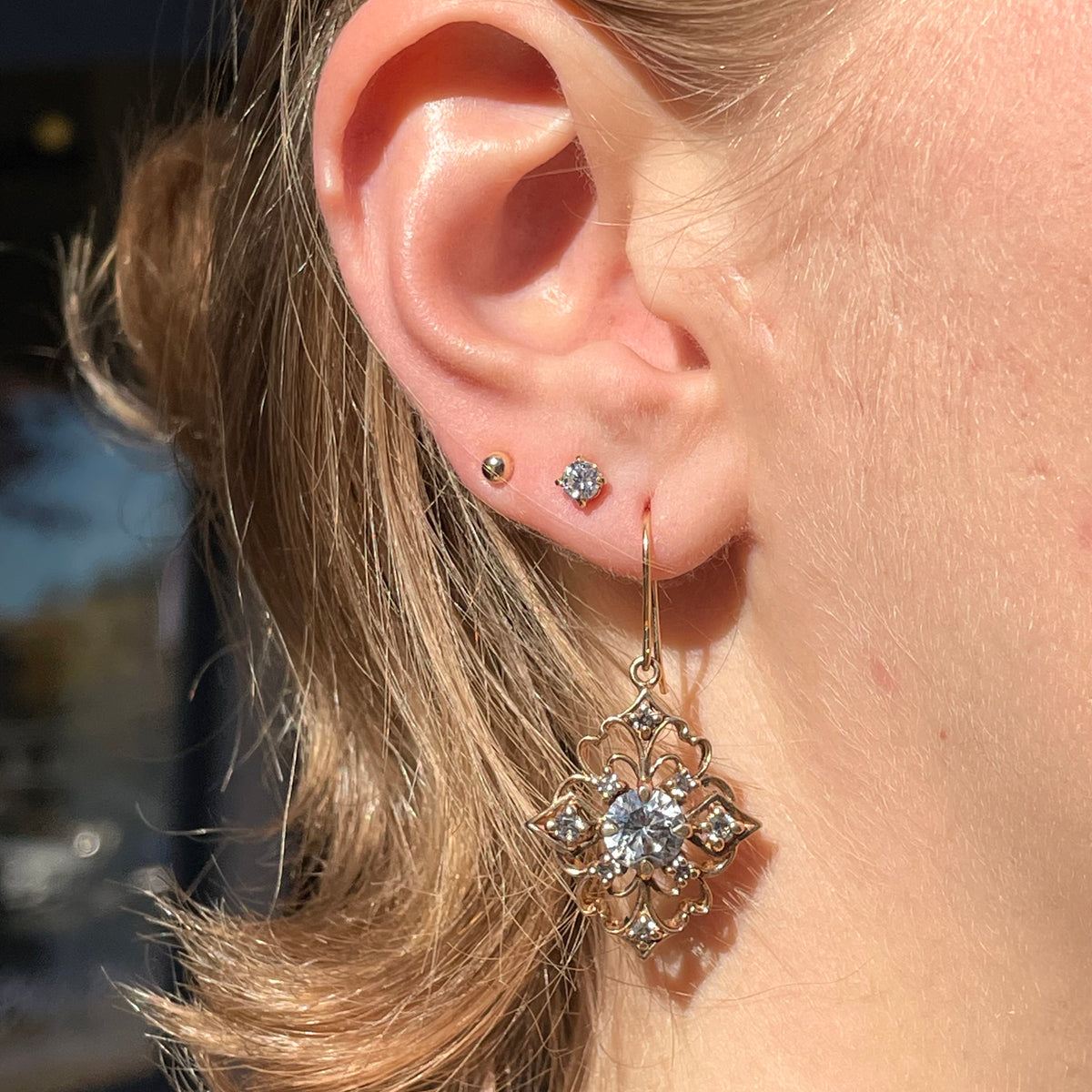 Vintage Filigree Moissanite Earrings