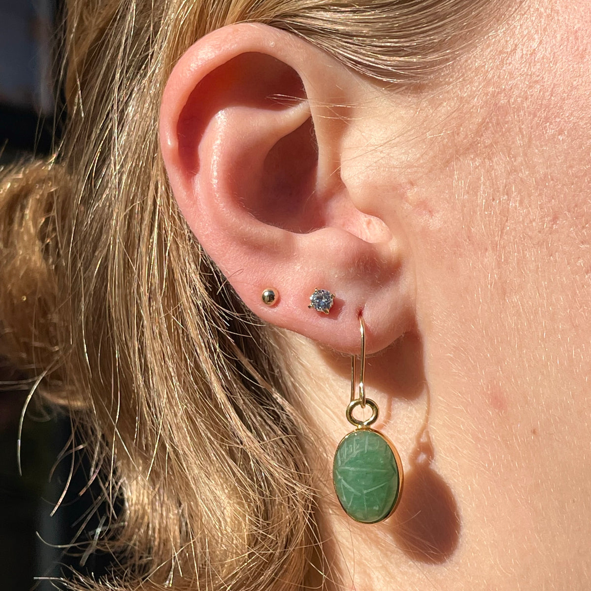 Vintage Jade Scarab Earrings