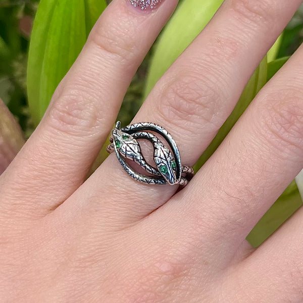 Vintage Sterling Silver Double Snake Ring