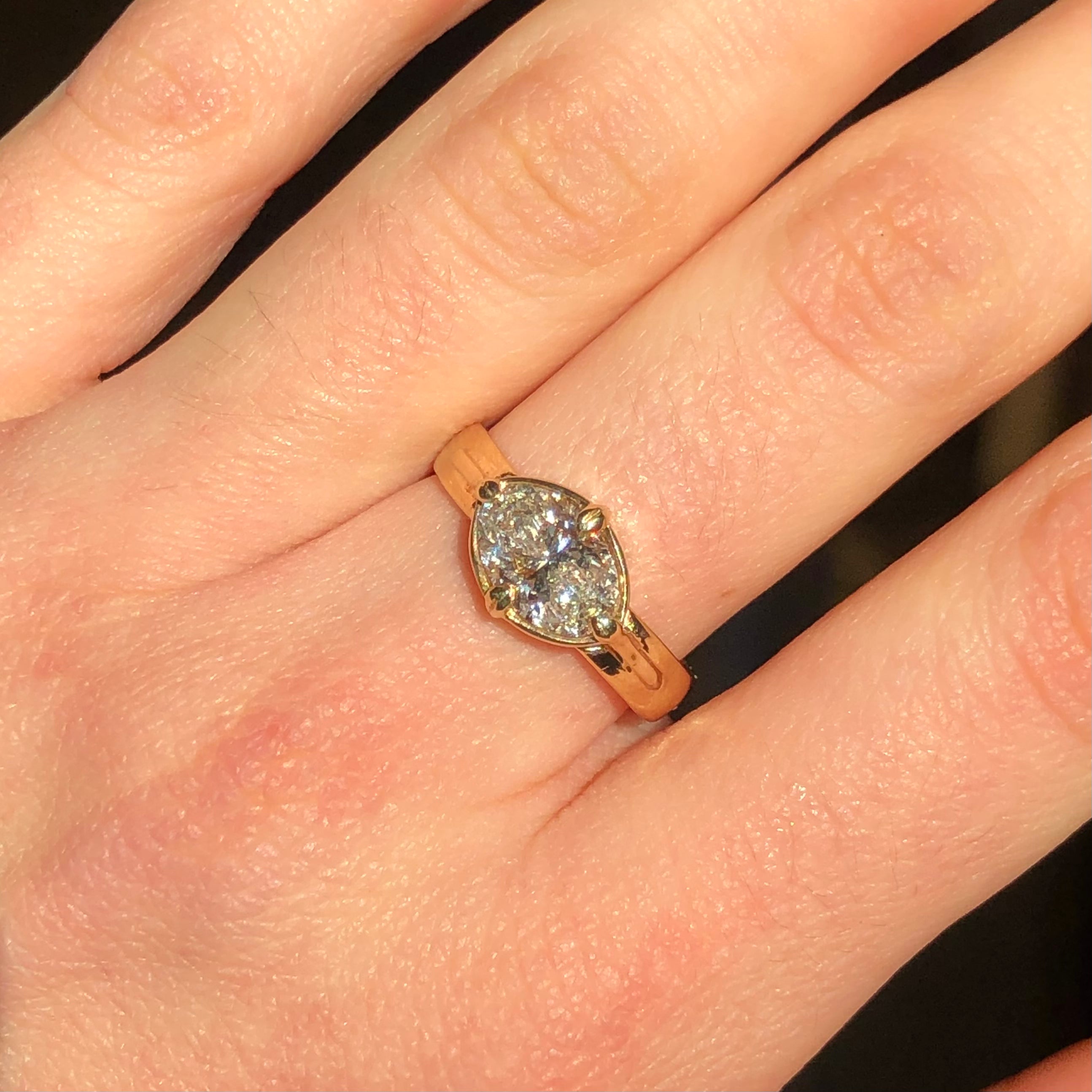 The East West Oval Bezel Wide Band Ring